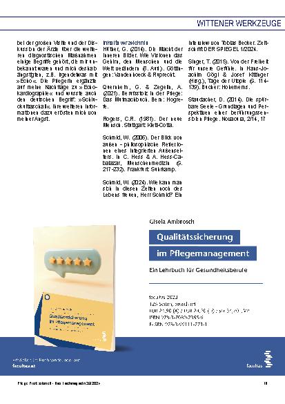 Vorschauseite 6: Das bewundernswerte Engagement der Pflegenden beschrieben mit den "Wittener Werkzeugen"
