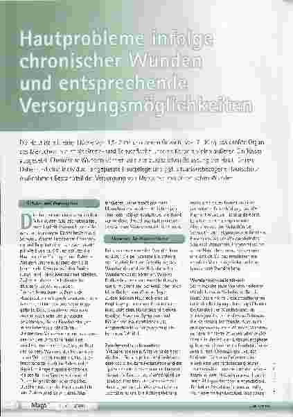 Vorschauseite 1: Hautprobleme infolge chronischer Wunden und entsprechende Versorgungsmöglichkeiten