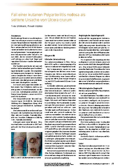 Vorschauseite 1: Fall einer kutanen Polyarteriitis nodosa als seltene Ursache von Ulcera crurum