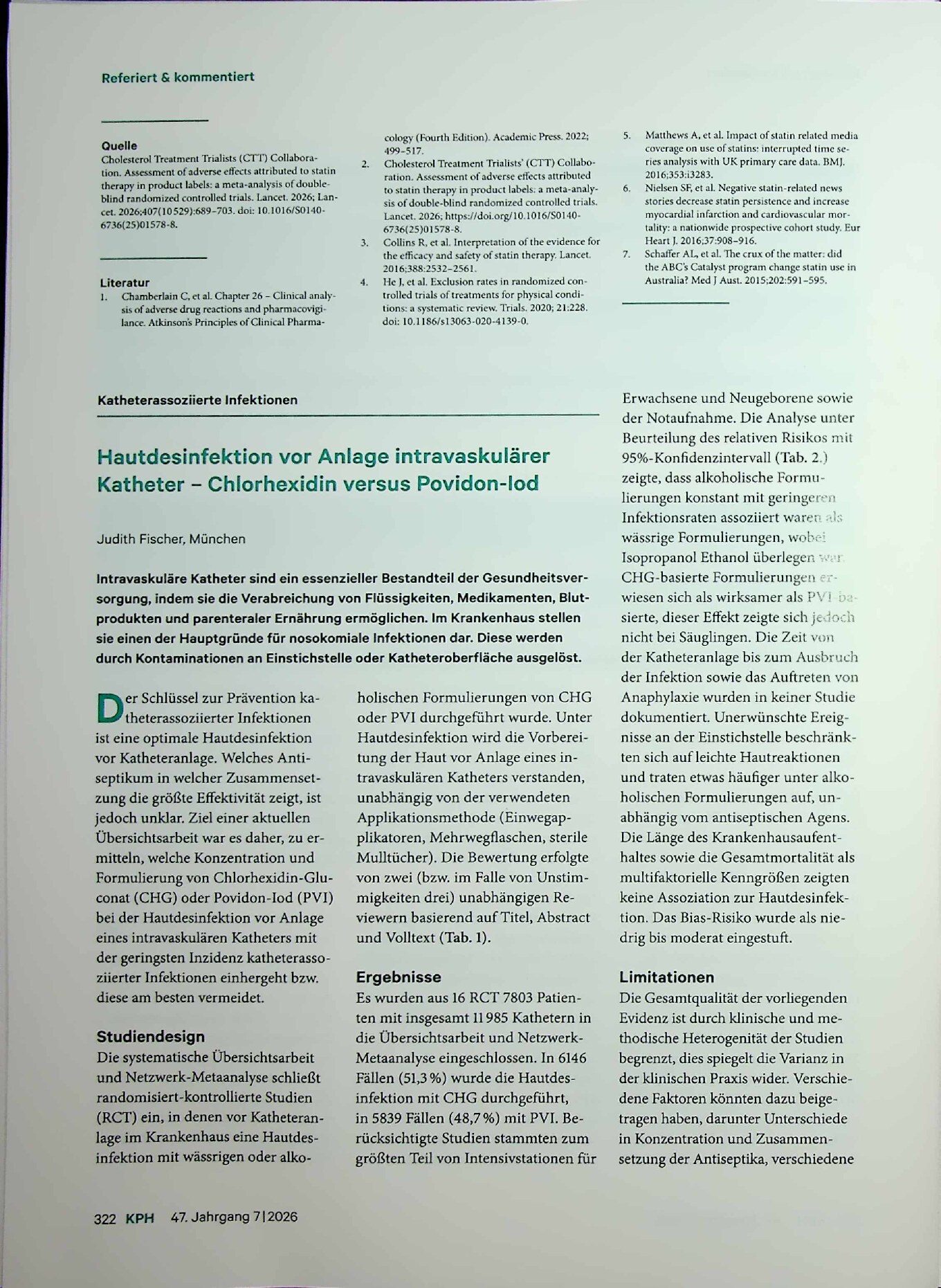 Vorschauseite 3: Unerwünschte Effekte von Statinen in der Gebrauchsinformation: Metaanalyse von doppelblinden, randomisierten, kontrollierten Studien