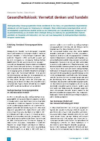 Vorschauseite 1: Gesundheitskiosk: Vernetzt denken und handeln