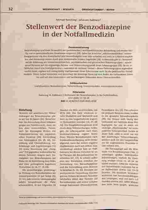 Vorschauseite 1: Stellenwert der Benzodiazepine in der Notfallmedizin