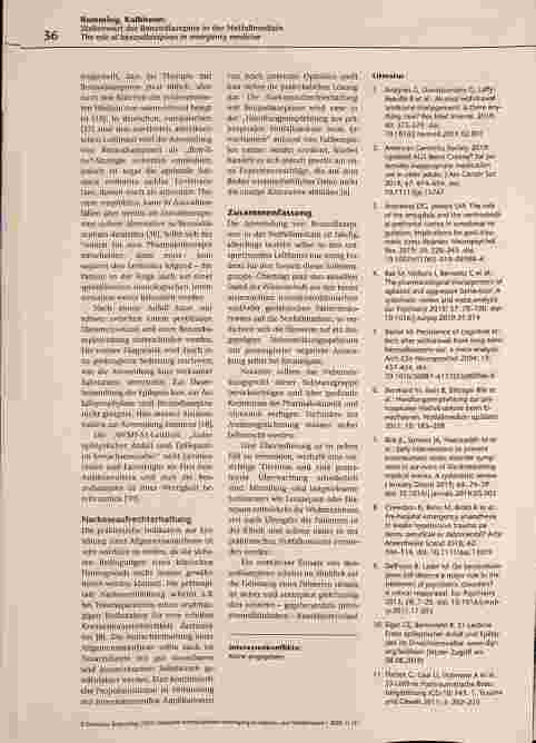 Vorschauseite 5: Stellenwert der Benzodiazepine in der Notfallmedizin