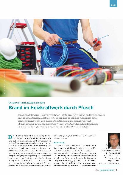 Vorschauseite 1: Verantwortung bei Bauversagen: Brand im Heizkraftwerk durch Pfusch