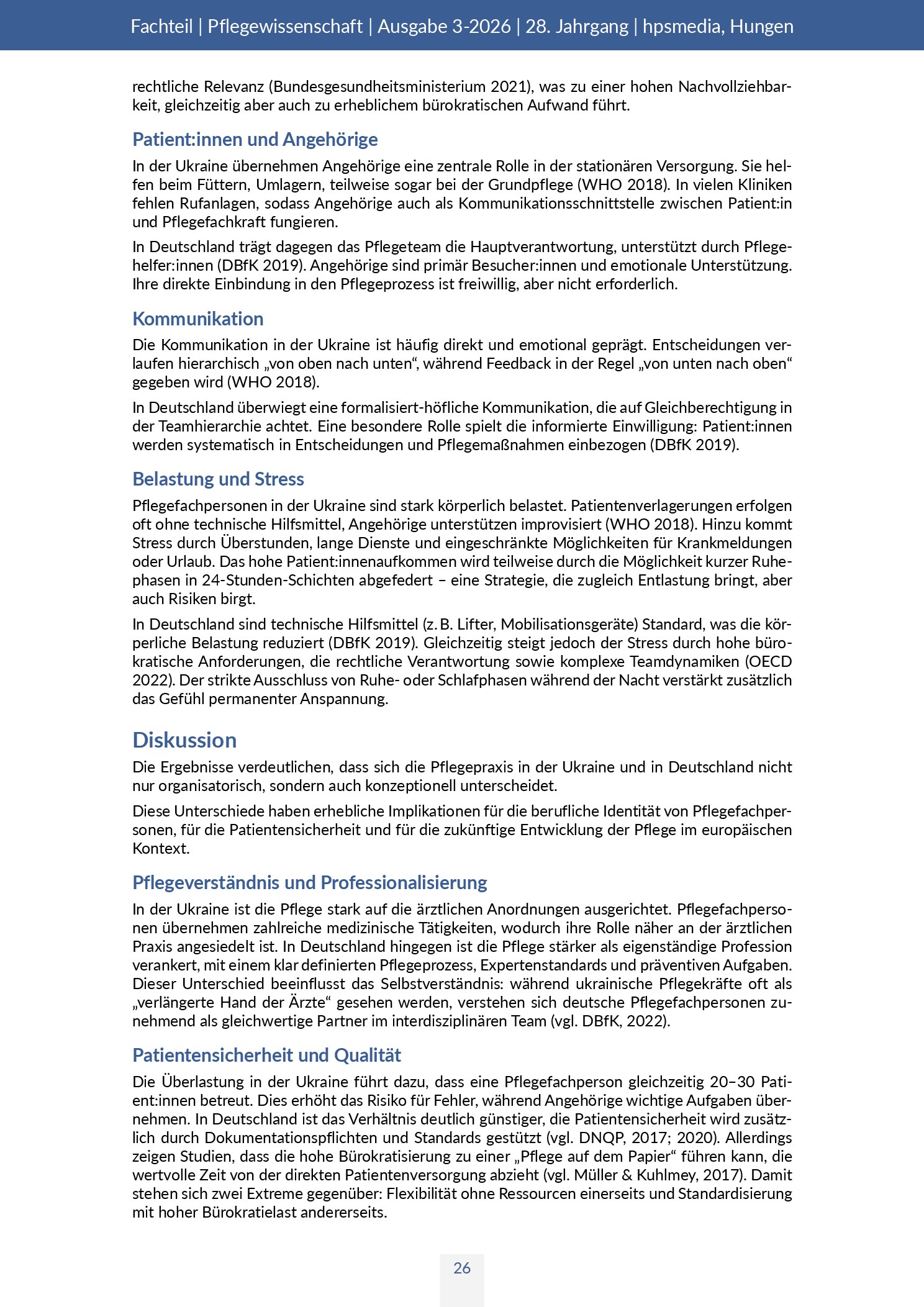 Vorschauseite 4: Stationäre Versorgung: Unterschiede in der Arbeit von Pflegefachpersonen in der Ukraine und in Deutschland