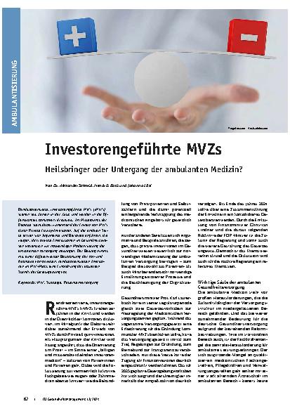 Vorschauseite 1: Investorengeführte MVZs: Heilsbringer oder Untergang der ambulanten Medizin?