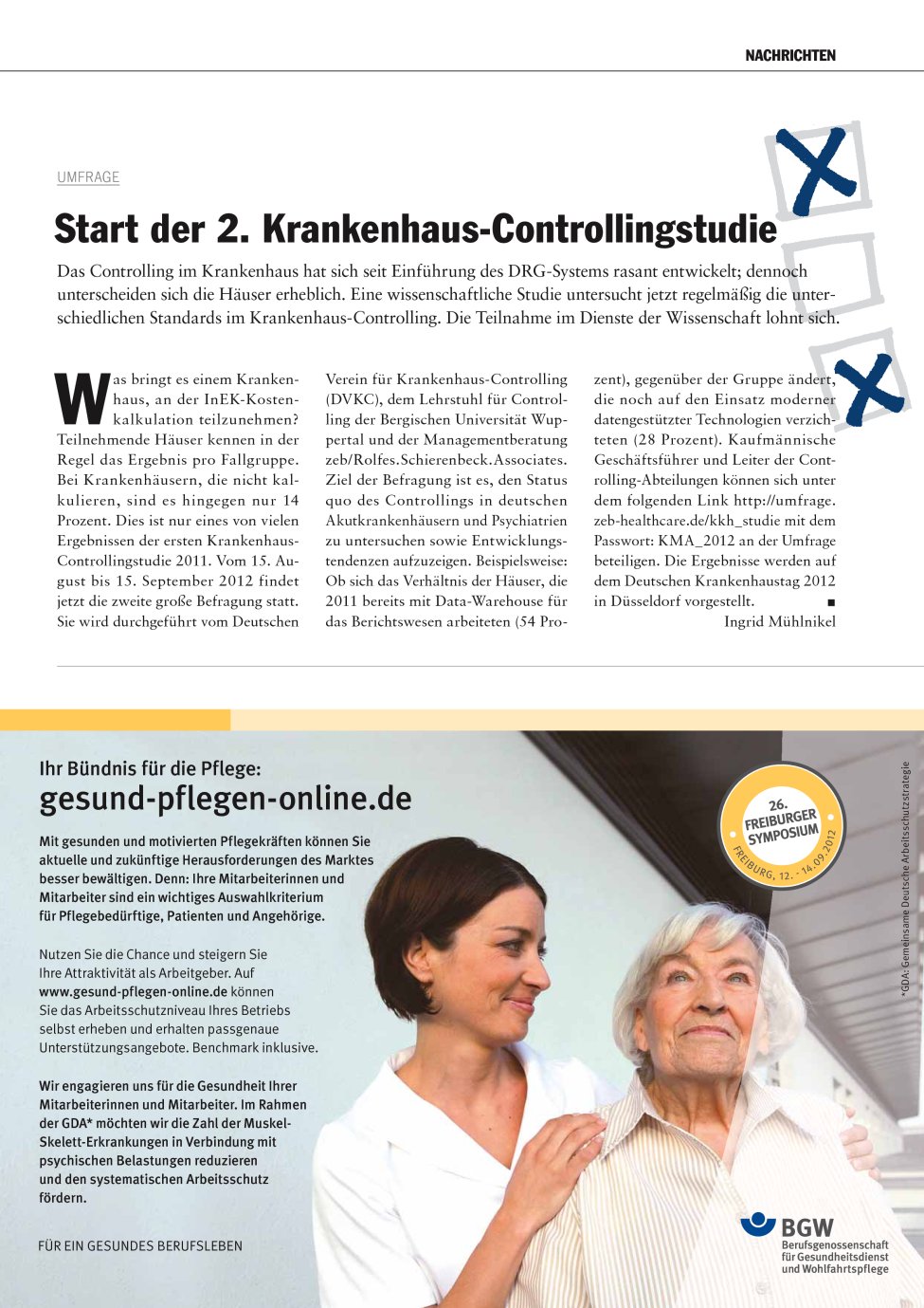 Vorschauseite 1: Start der 2. Krankenhaus-Controllingstudie