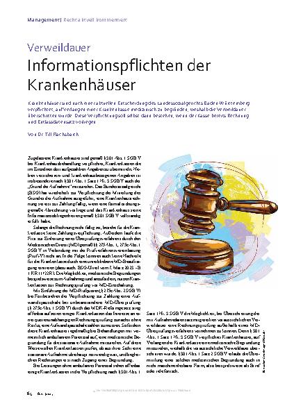 Vorschauseite 1: Verweildauer Informationspflichten der Krankenhäuser