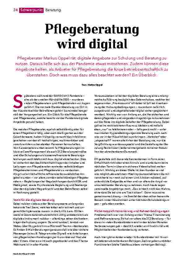 Vorschauseite 1: Pflegeberatung wird digital.