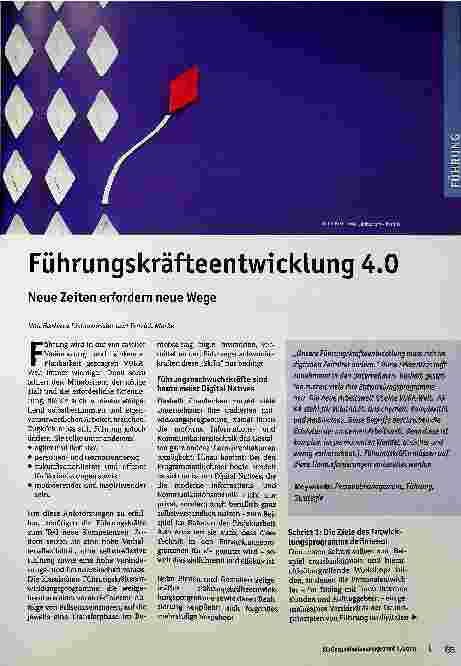 Vorschauseite 1: Führungskräfteentwicklung 4.0 Neue Zeiten erfordern neue Wege
