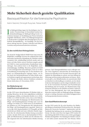 Vorschauseite 1: Mehr Sicherheit durch gezielte Qualifikation Basisqualifikation für die forensische Psychiatrie