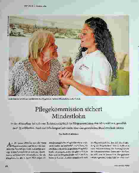 Vorschauseite 1: Pflegekommission sichert Mindestlohn