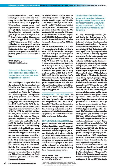 Vorschauseite 2: Letermovir vs. Valganciclovir zur CMV-Prophylaxe bei Nierentransplantatempfängern mit hohem Risiko