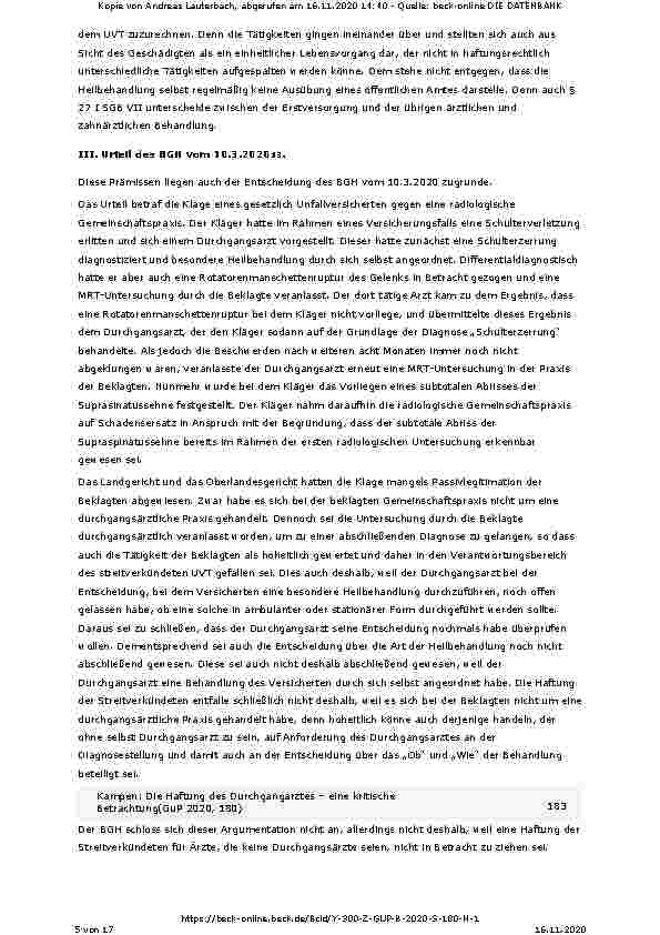 Vorschauseite 5: Die Haftung des Durchgangsarztes – eine kritische Betrachtung