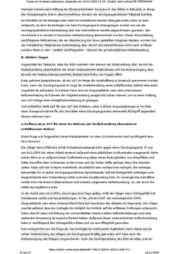 Vorschauseite 6: Die Haftung des Durchgangsarztes – eine kritische Betrachtung