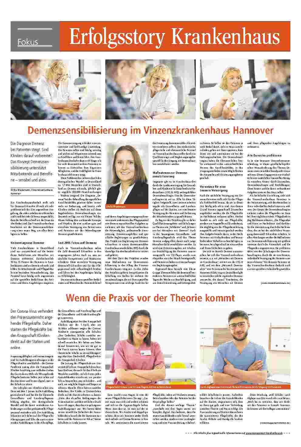 Vorschauseite 1: Demenzsensibilisierung im Vinzenz-Krankenhaus Hannover