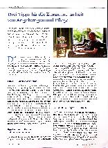Vorschauseite 1: Drei Tipps für die Zusammenarbeit von Angehörigen und Pflege: 1. Kommunikation ist der Schlüssel. 2. Klare Aufgabenverteilung und Absprachen treffen. 3. Verständnis und Unterstütz…