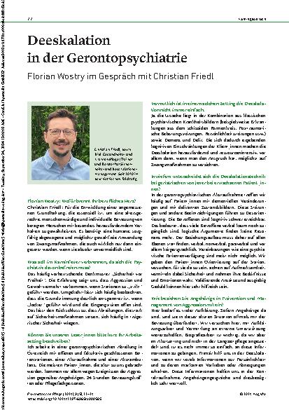 Vorschauseite 1: Deeskalation in der Gerontopsychiatrie