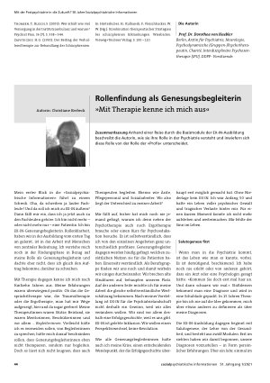 Vorschauseite 1: Rollenfindung als Genesungsbegleiterin »Mit Therapie kenne ich mich aus«
