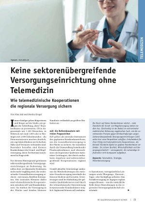 Vorschauseite 1: Keine sektorenübergreifende Versorgungseinrichtung ohne Telemedizin