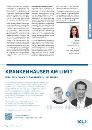 Vorschauseite 3: Keine sektorenübergreifende Versorgungseinrichtung ohne Telemedizin