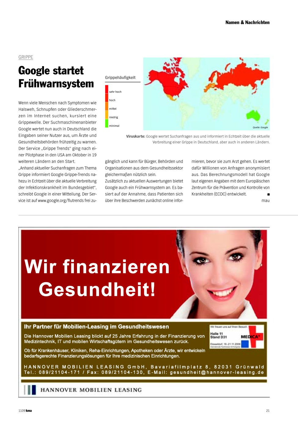 Vorschauseite 1: Google startet Frühwarnsystem