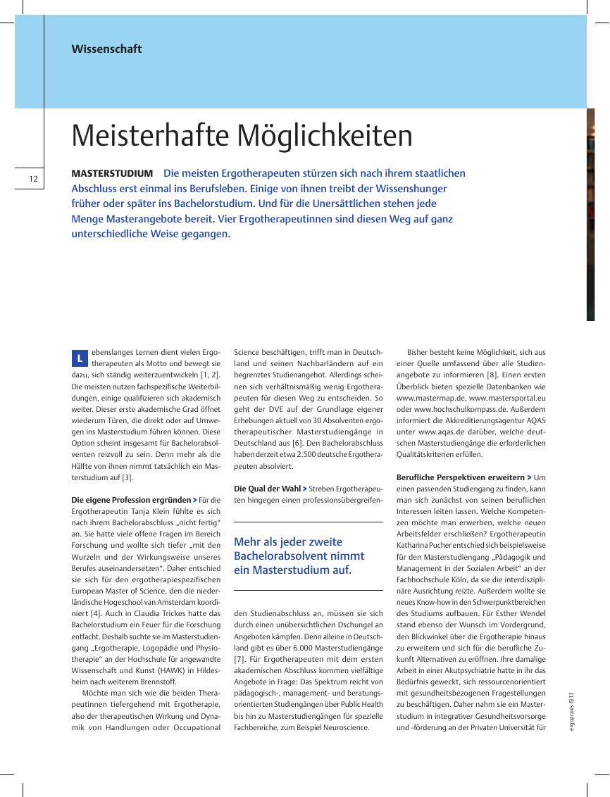 Vorschauseite 1: Masterstudium ? Meisterhafte Möglichkeiten