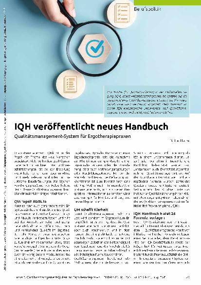 Vorschauseite 1: IQH veröffentlicht neues Handbuch Qualitätsmanagementsystem für Ergotherapiepraxen
