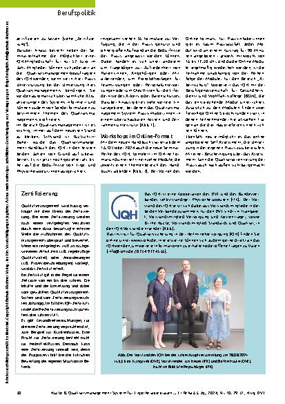 Vorschauseite 2: IQH veröffentlicht neues Handbuch Qualitätsmanagementsystem für Ergotherapiepraxen