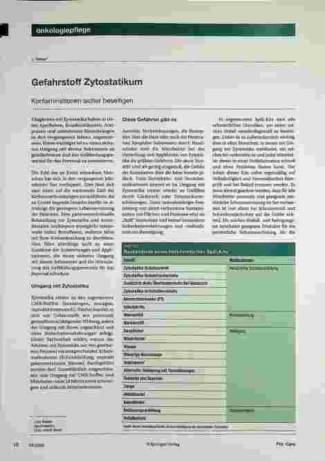 Vorschauseite 1: Gefahrstoff Zytostatikum Kontaminationen sicher beseitigen