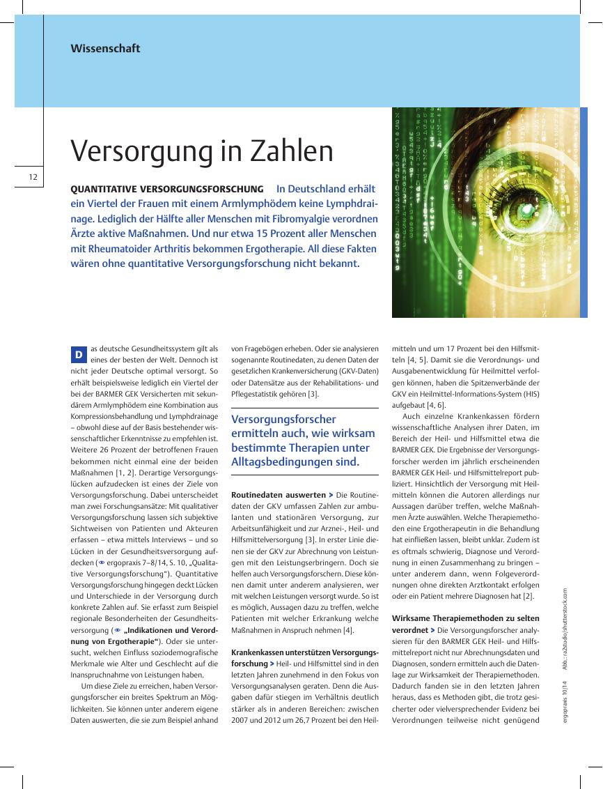 Vorschauseite 1: Quantitative Versorgungsforschung ? Versorgung in Zahlen
