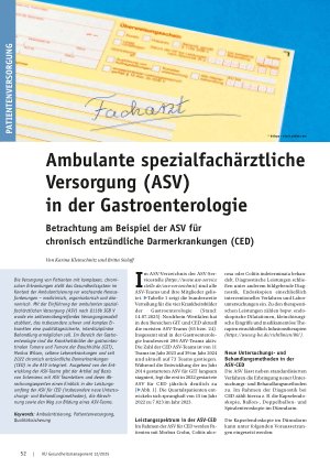 Vorschauseite 1: Ambulante spezialfachärztliche Versorgung (ASV) in der Gastroenterologie