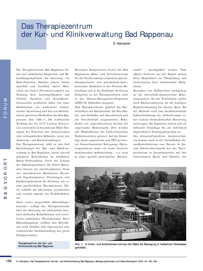Vorschauseite 1: Das Therapiezentrum der Kurund Klinikverwaltung Bad Rappenau
