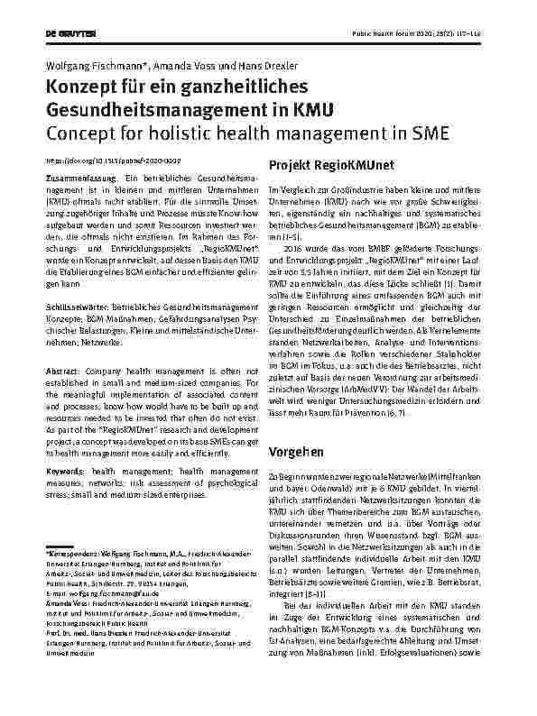 Vorschauseite 1: Konzept für ein ganzheitliches Gesundheitsmanagement in KMU