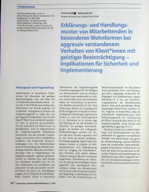 Vorschauseite 1: Erklärungsund Handlungsmuster von Mitarbeitenden in besonderen Wohnformen bei aggressiv verstandenem Verhalten von Klientinnen mit geistiger Beeinträchtigung - Implikationen für S…