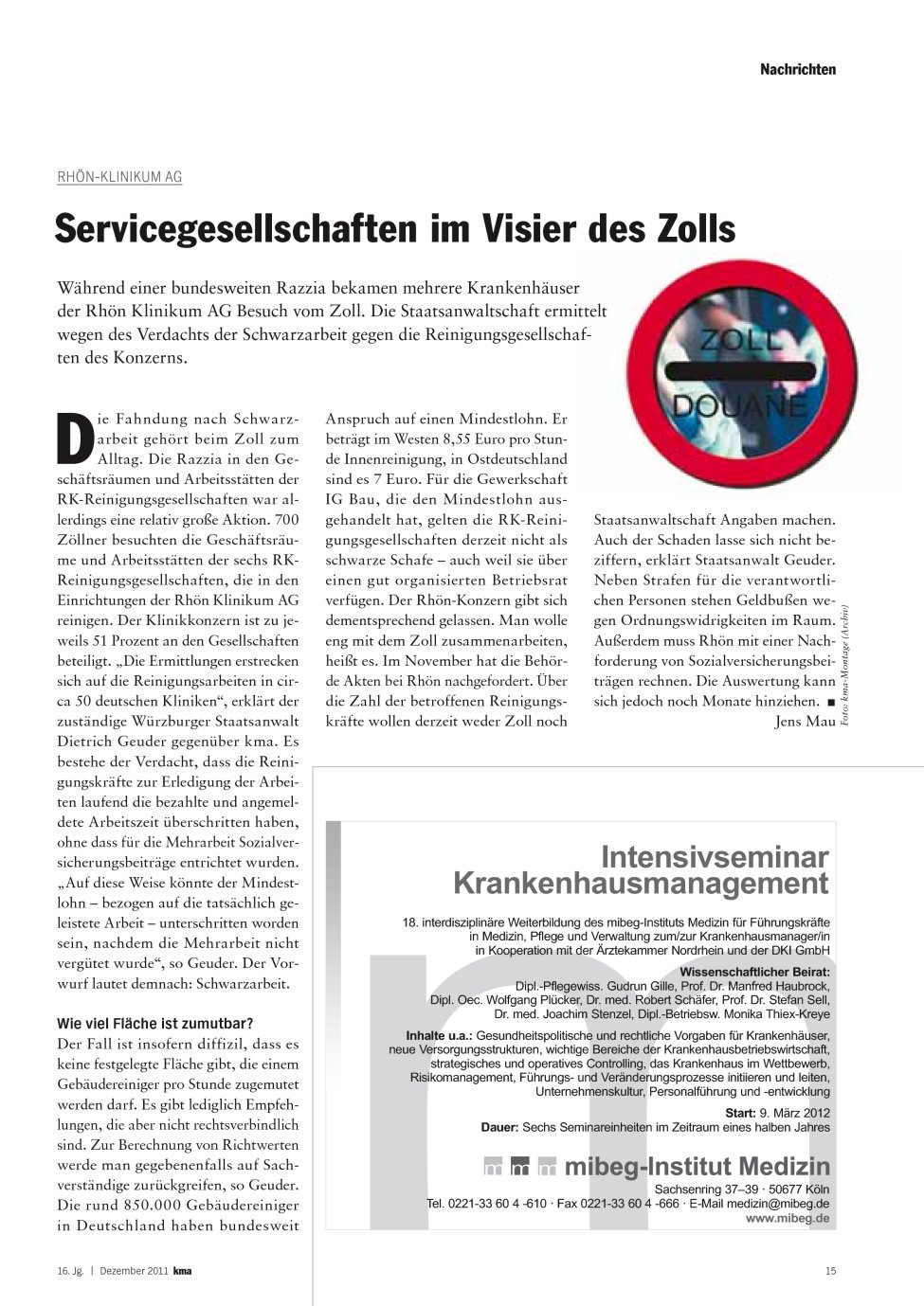 Vorschauseite 1: Servicegesellschaften im Visier des Zolls