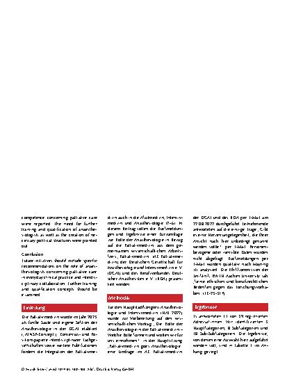 Vorschauseite 2: Palliativmedizin: Welche Rolle können und wollen wir in der Anästhesiologie für uns einnehmen?