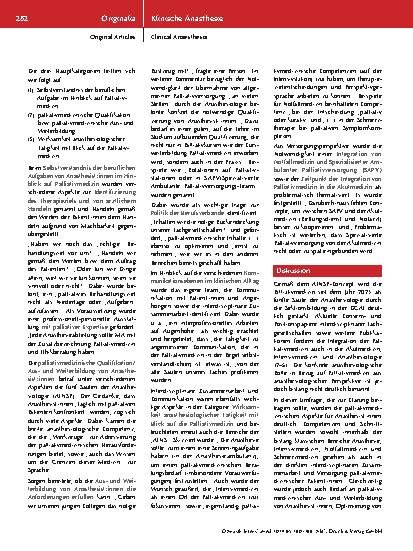 Vorschauseite 3: Palliativmedizin: Welche Rolle können und wollen wir in der Anästhesiologie für uns einnehmen?