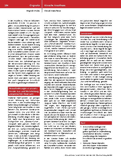 Vorschauseite 5: Palliativmedizin: Welche Rolle können und wollen wir in der Anästhesiologie für uns einnehmen?