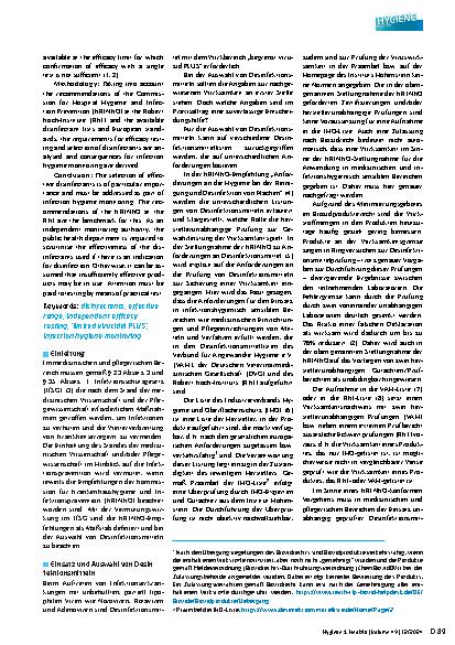 Vorschauseite 2: Wirkbereich „begrenzt viruzid PLUS“ - Auswahl von Desinfektionsmitteln und Anforderungen an die infektionshygienische Überwachung
