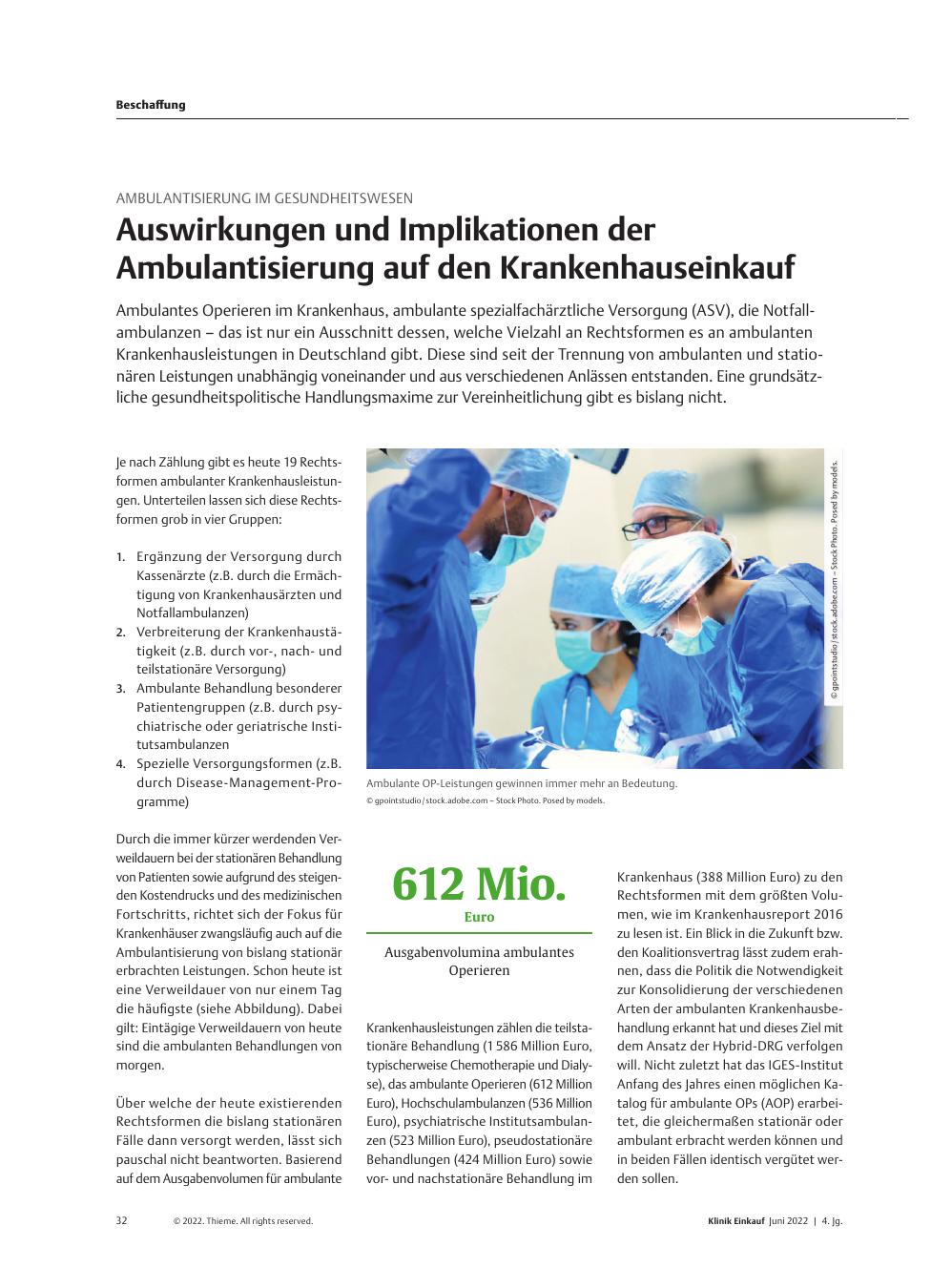 Vorschauseite 1: Ambulantisierung im Gesundheitswesen: Auswirkungen und Implikationen der Ambulantisierung auf den Krankenhauseinkauf