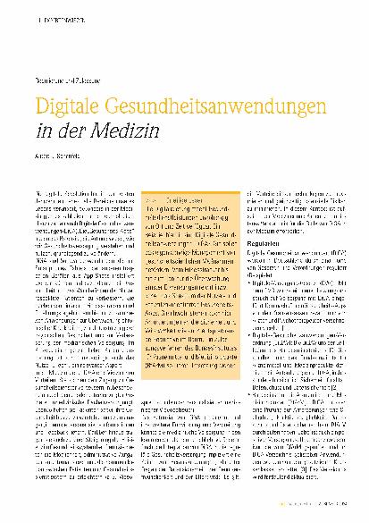 Vorschauseite 1: Digitale Gesundheitsanwendungen in der Medizin