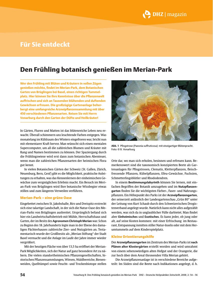 Vorschauseite 1: Den Frühling botanisch genießen im Merian Park