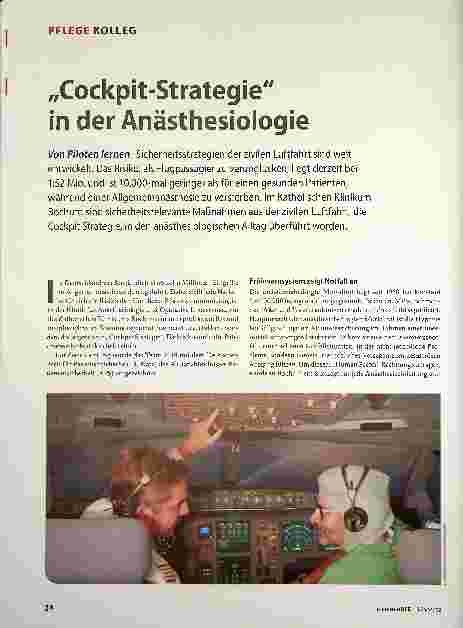 Vorschauseite 1: "Cockpit-Strategie" in der Anästhesiologie