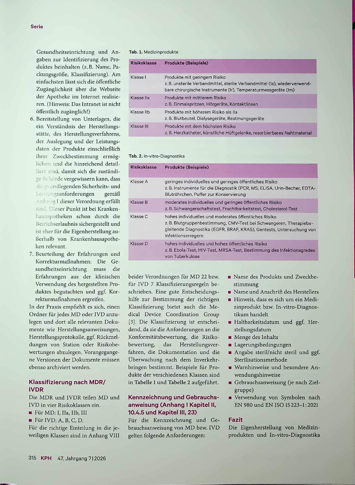 Vorschauseite 2: Eigenherstellung von Medizinprodukten bzw. In-vitro-Diagnostika in Krankenhausapotheken