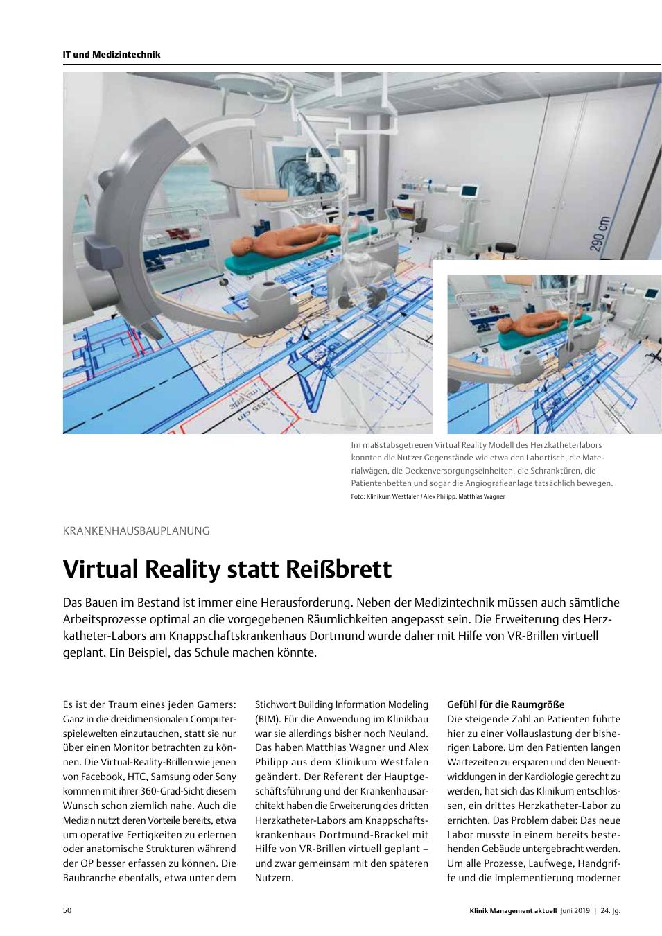 Vorschauseite 1: Krankenhausbauplanung: Virtual Reality statt Reißbrett