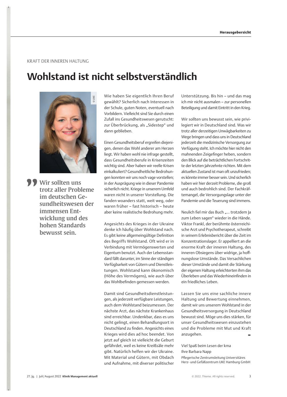 Vorschauseite 1: Kraft der inneren Haltung: Wohlstand ist nicht selbstverständlich