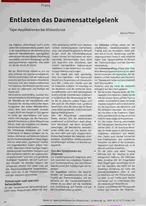 Vorschauseite 1: Entlasten das Daumensattelgelenk Tape-Applikationen bei Rhizarthrose