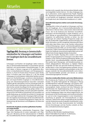 Vorschauseite 1: TippTapp BiG: Beratung in Gemeinschaftsunterkünften für Schwangere und Familien mit Säuglingen durch das Gesundheitsamt Bremen