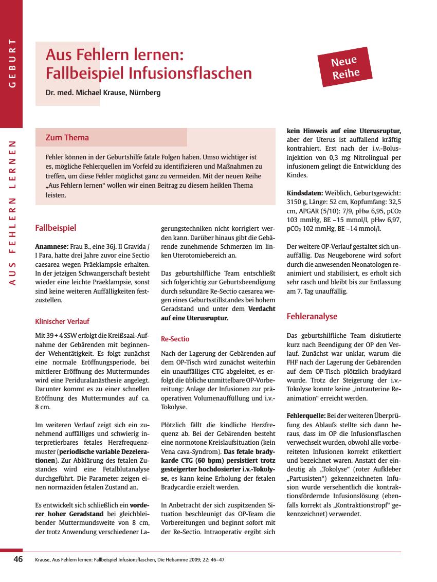 Vorschauseite 1: Aus Fehlern lernen: Fallbeispiel Infusionsflaschen